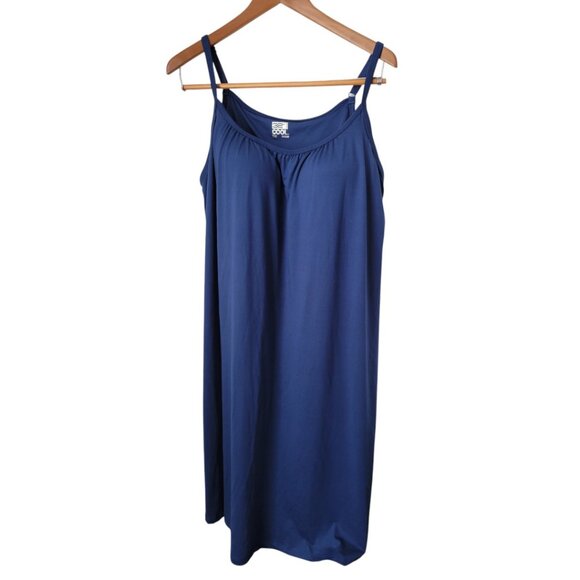 Women's 32 Degree Cool Cami Dress Built Bra Sleeveless Spaghetti Strap Blue 2X - Picture 2 of 3
